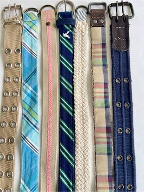 Set 7 assorted adjustable belts womens kids boys girls stripe plaid solids ladie